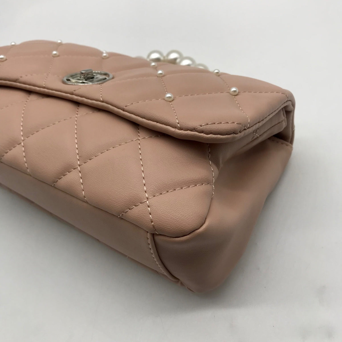 Badgley Mischka Nude Pink Quilted Faux Leather Crossbody Bag