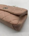 Badgley Mischka Nude Pink Quilted Faux Leather Crossbody Bag