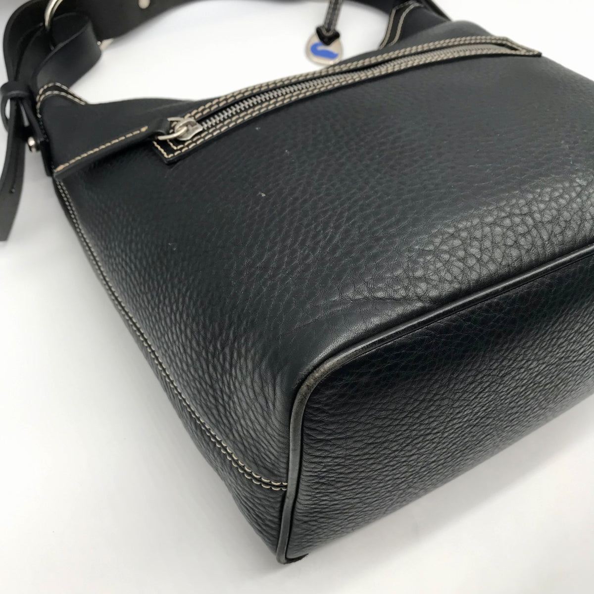 Dooney &amp; Bourke Black Pebbled Leather East West Hobo Bag