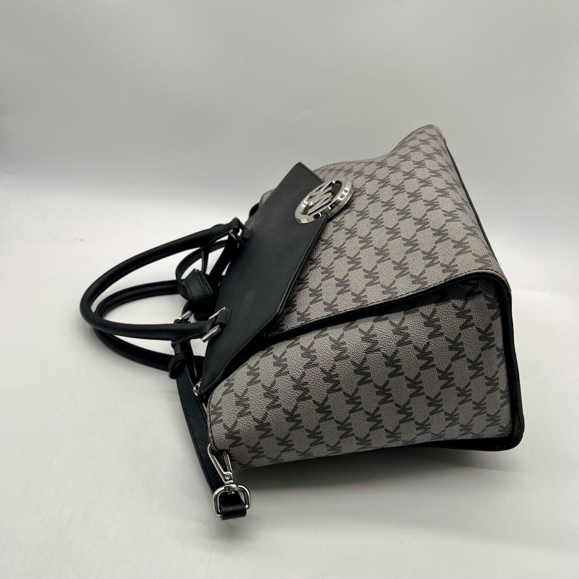 Michael Kors Grey Monogram Coated Canvas Satchel