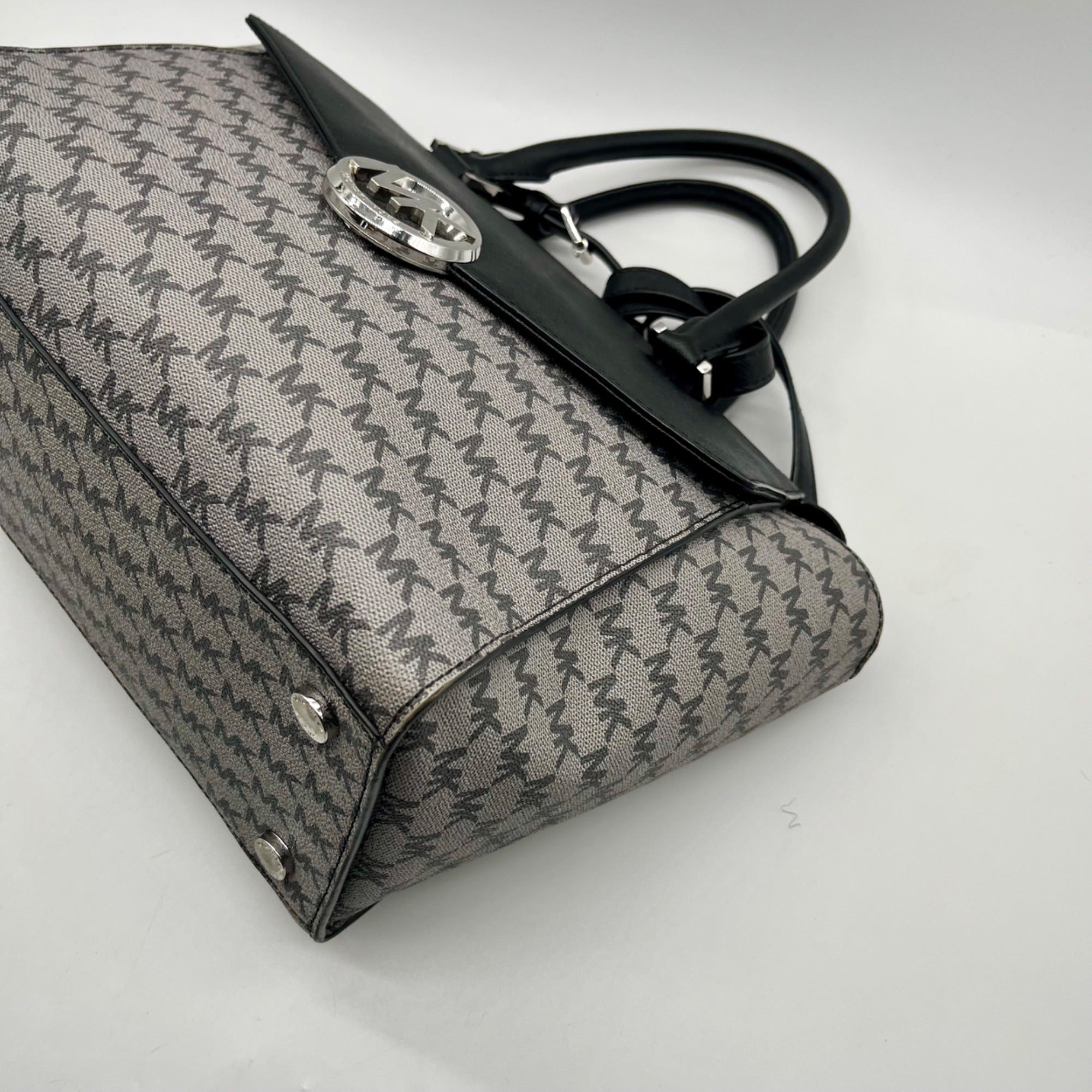 Michael Kors Grey Monogram Coated Canvas Satchel