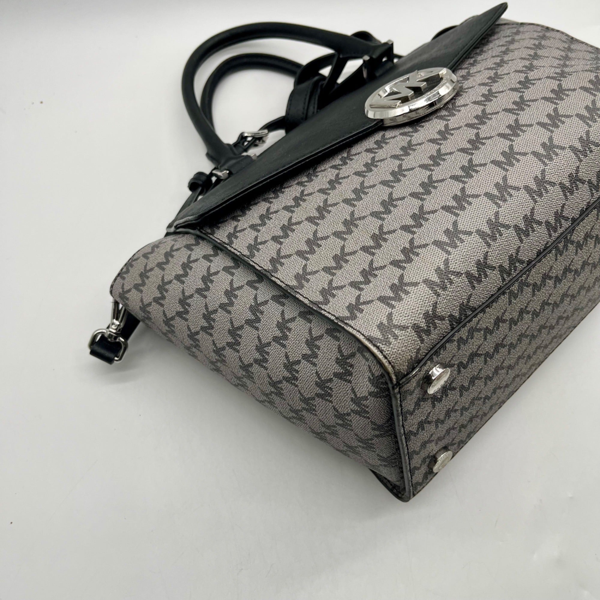 Michael Kors Grey Monogram Coated Canvas Satchel
