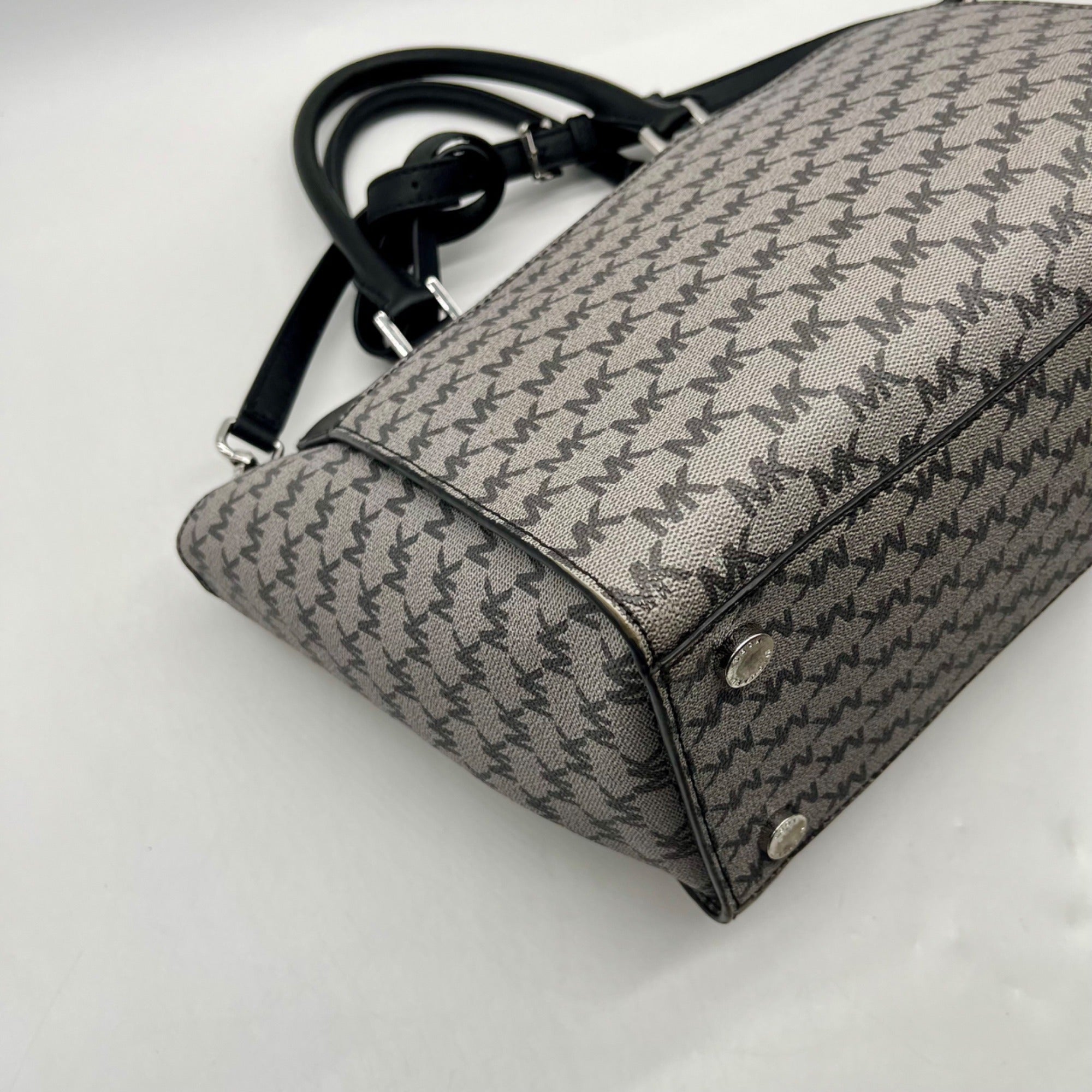 Michael Kors Grey Monogram Coated Canvas Satchel