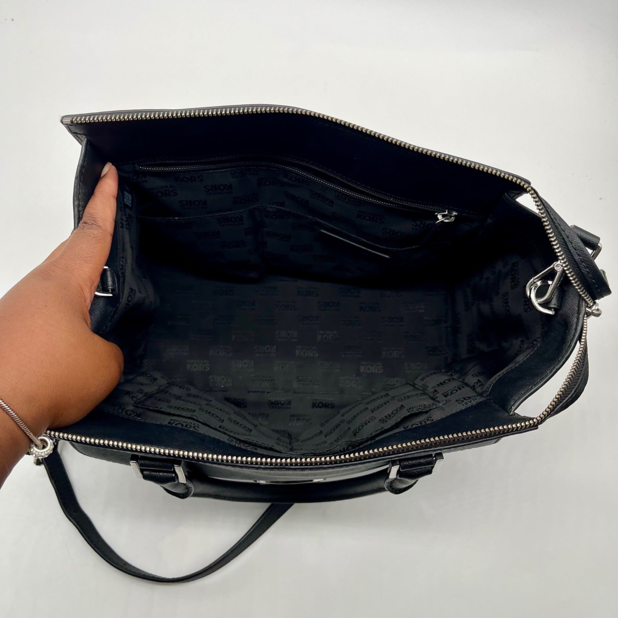 Michael Kors Grey Monogram Coated Canvas Satchel