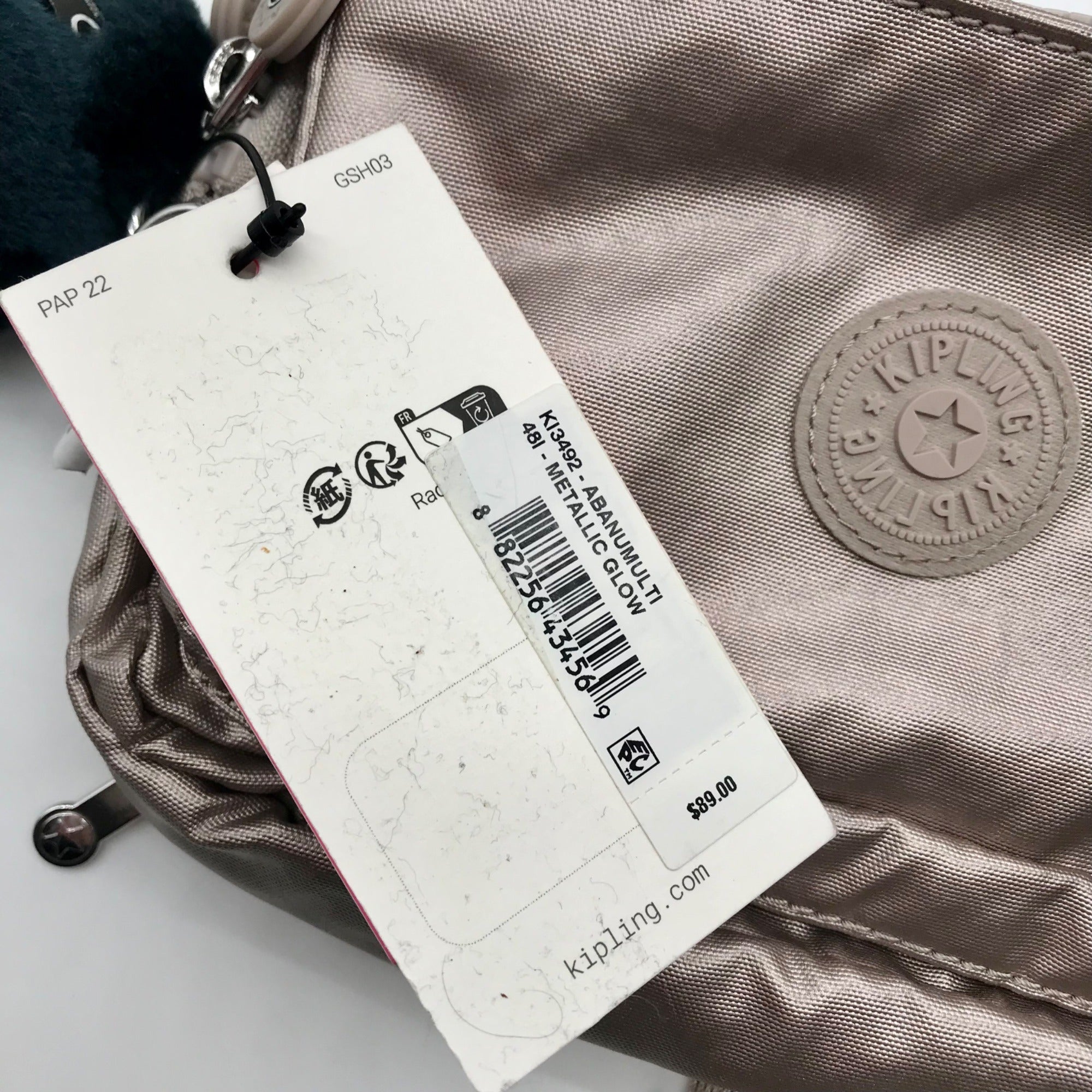 Kipling Metallic Glow Nylon Abanu Convertible Shoulder Bag