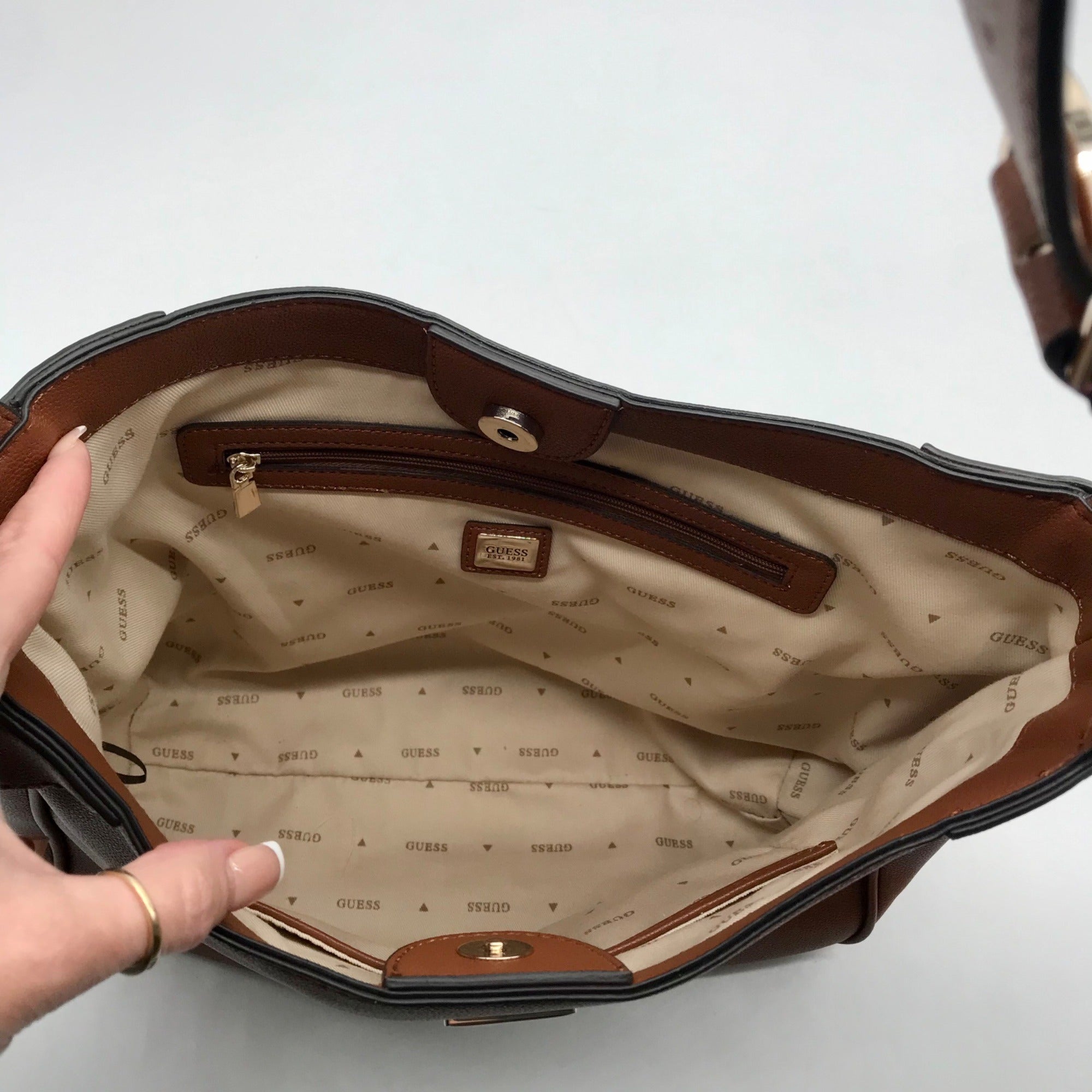 Guess Jeans Brown Fedora Shoulder Bag
