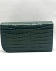 Jason Wu Sage Leaf Croc Embossed Orbit Leather Clutch