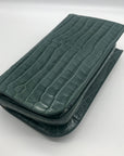 Jason Wu Sage Leaf Croc Embossed Orbit Leather Clutch