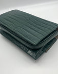 Jason Wu Sage Leaf Croc Embossed Orbit Leather Clutch