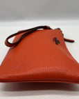 Coach Orange Leather Polished Pebble Small Wristlet