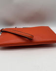 Coach Orange Leather Polished Pebble Small Wristlet