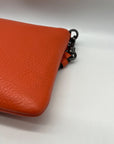 Coach Orange Leather Polished Pebble Small Wristlet