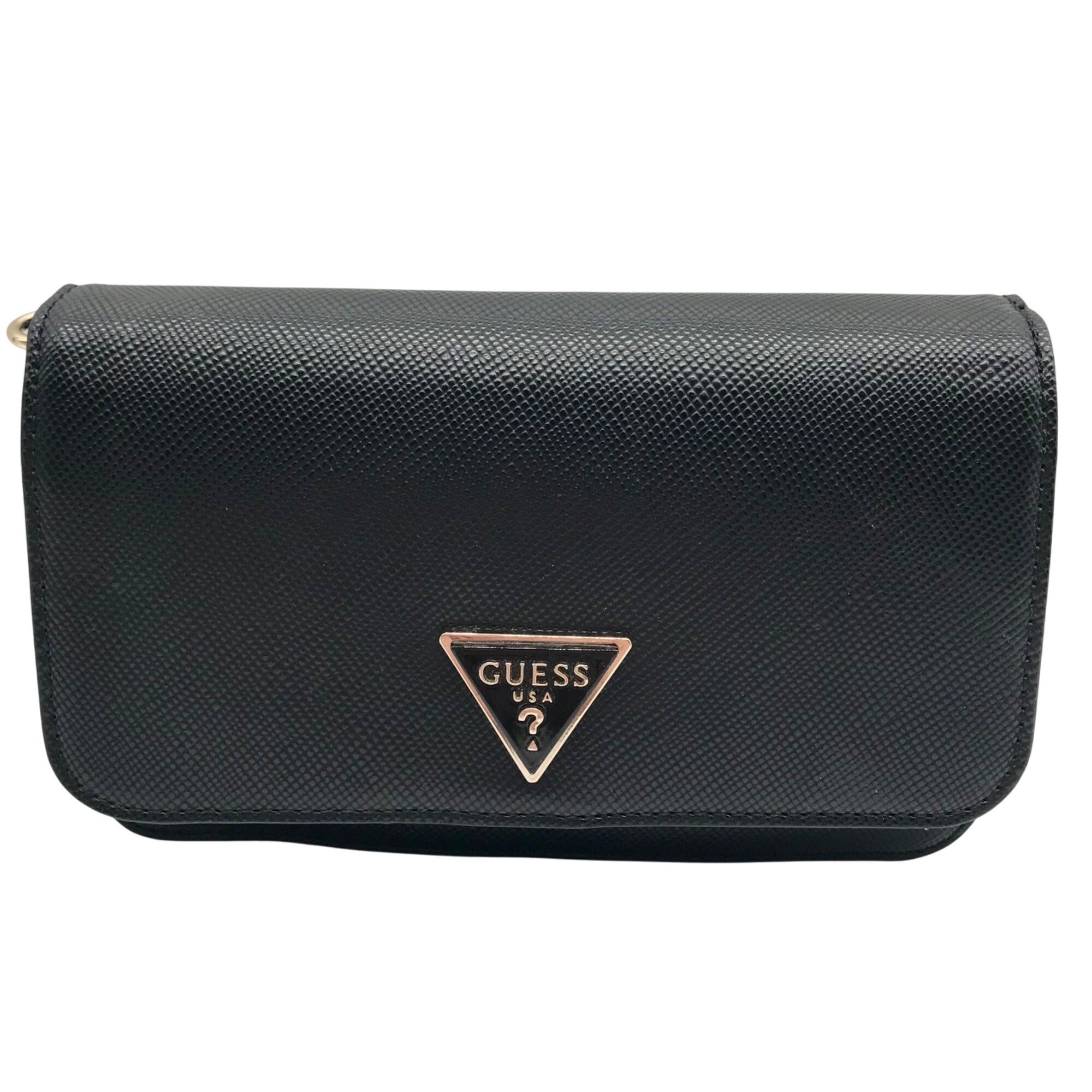 Guess Black Textured Noelle Flap Mini Crossbody 