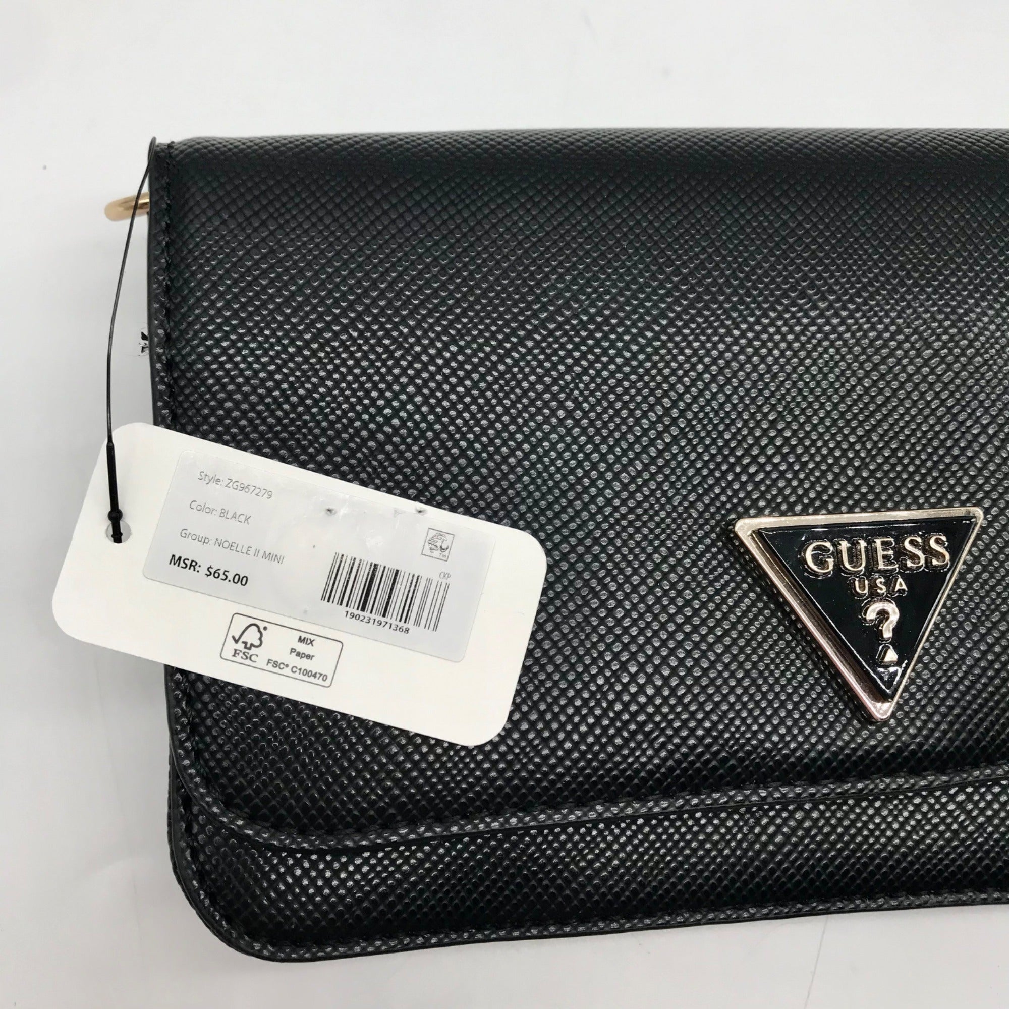 Guess Black Textured Noelle Flap Mini Crossbody