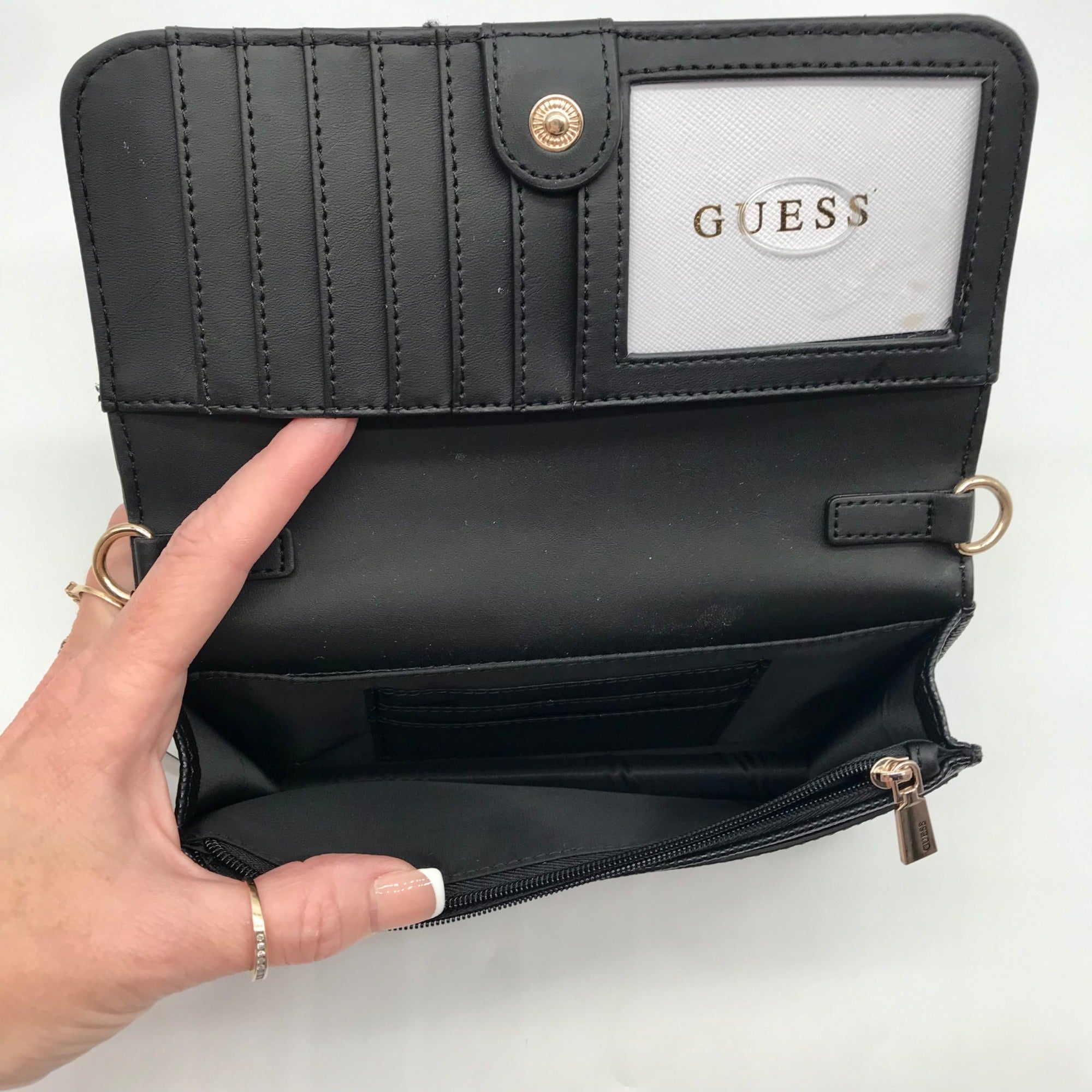 Guess Black Textured Noelle Flap Mini Crossbody