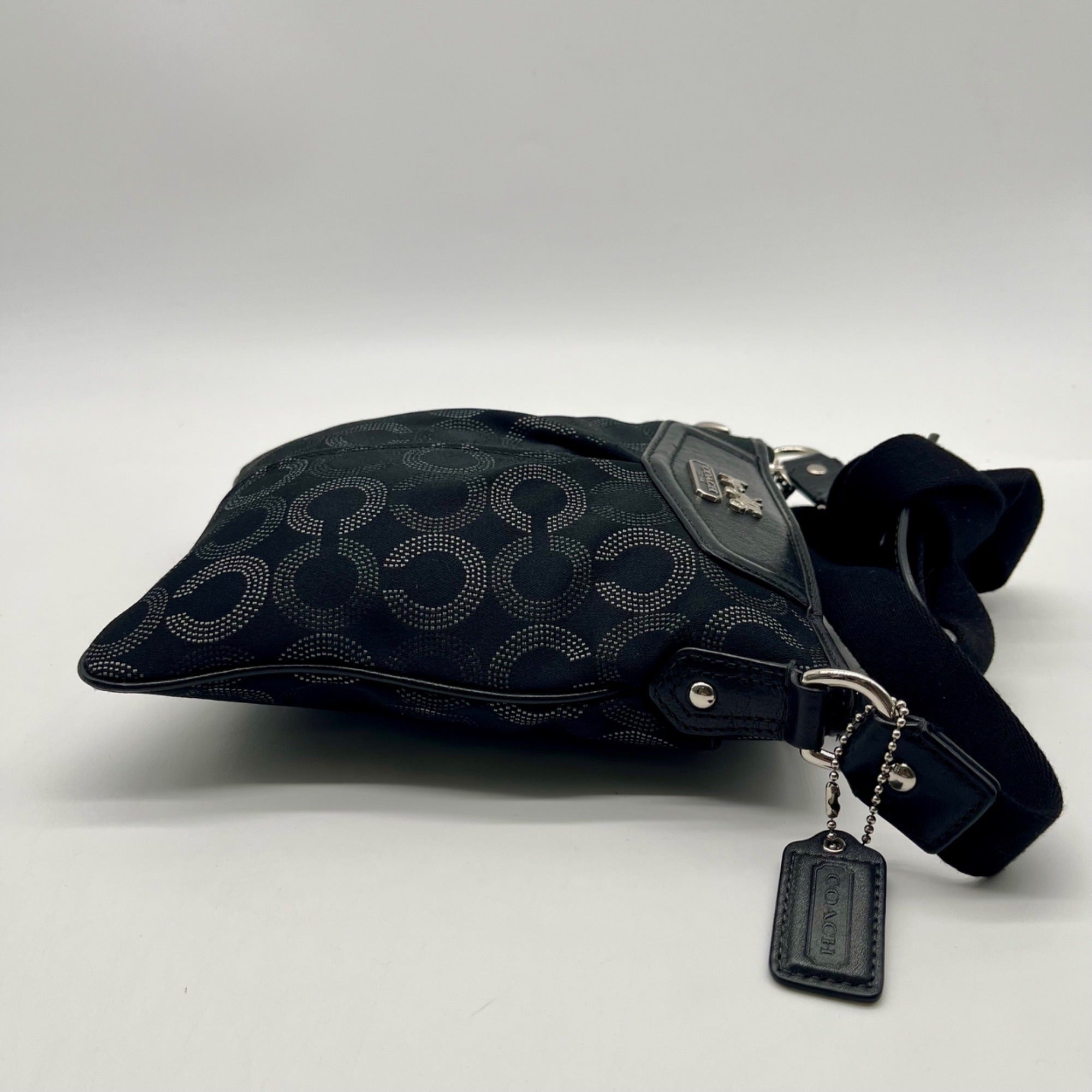Coach Black Fabric Monogram North And South Crossbody Bag 44394
