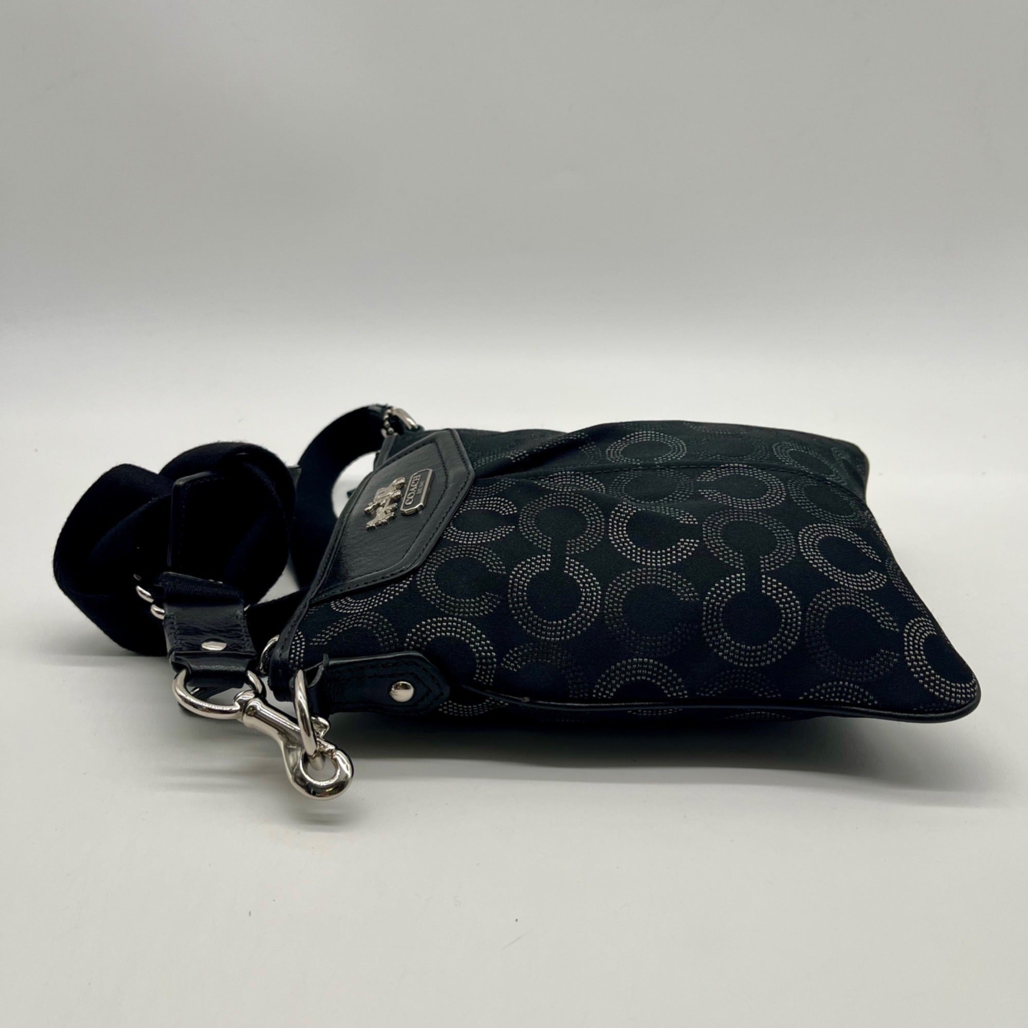 Coach Black Fabric Monogram North And South Crossbody Bag 44394