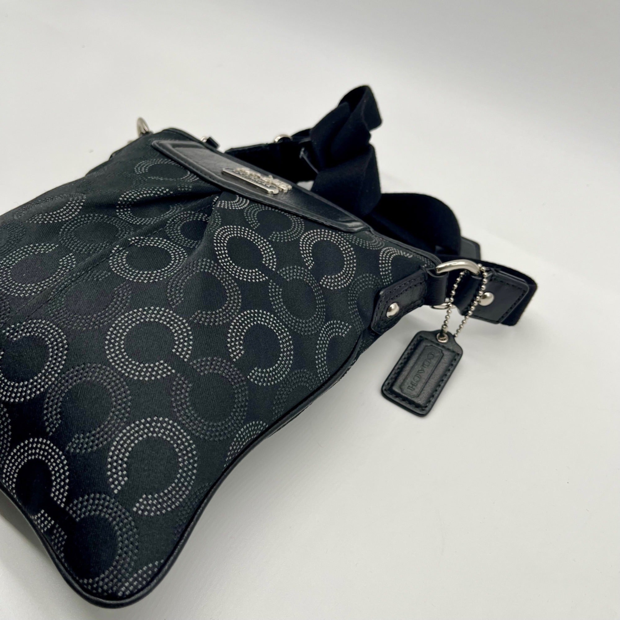 Coach Black Fabric Monogram North And South Crossbody Bag 44394