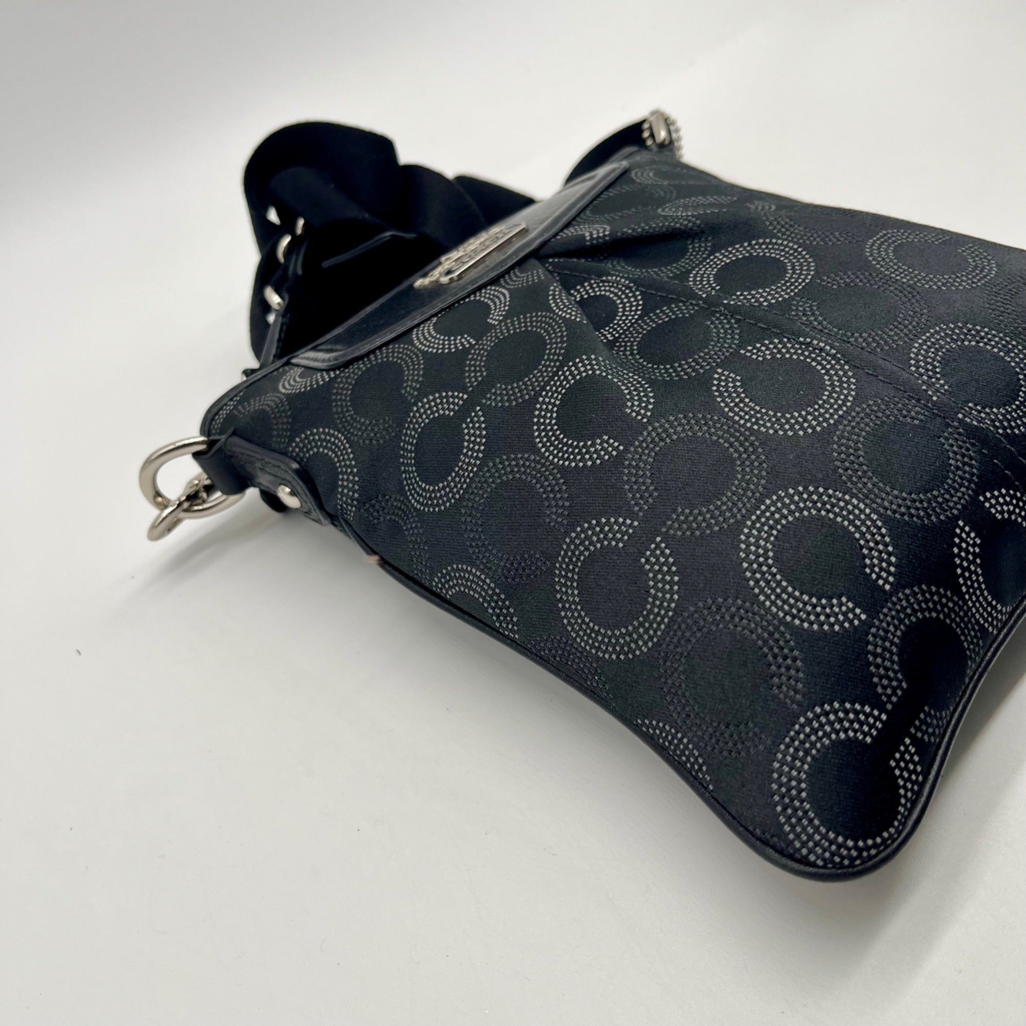 Coach Black Fabric Monogram North And South Crossbody Bag 44394