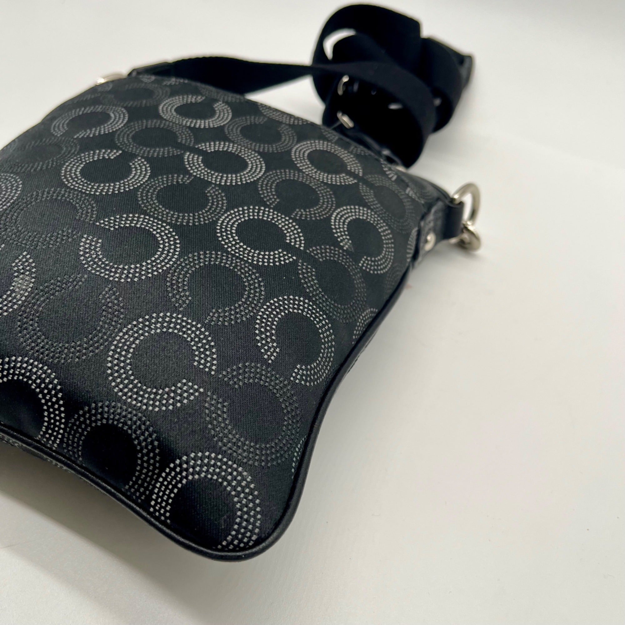 Coach Black Fabric Monogram North And South Crossbody Bag 44394