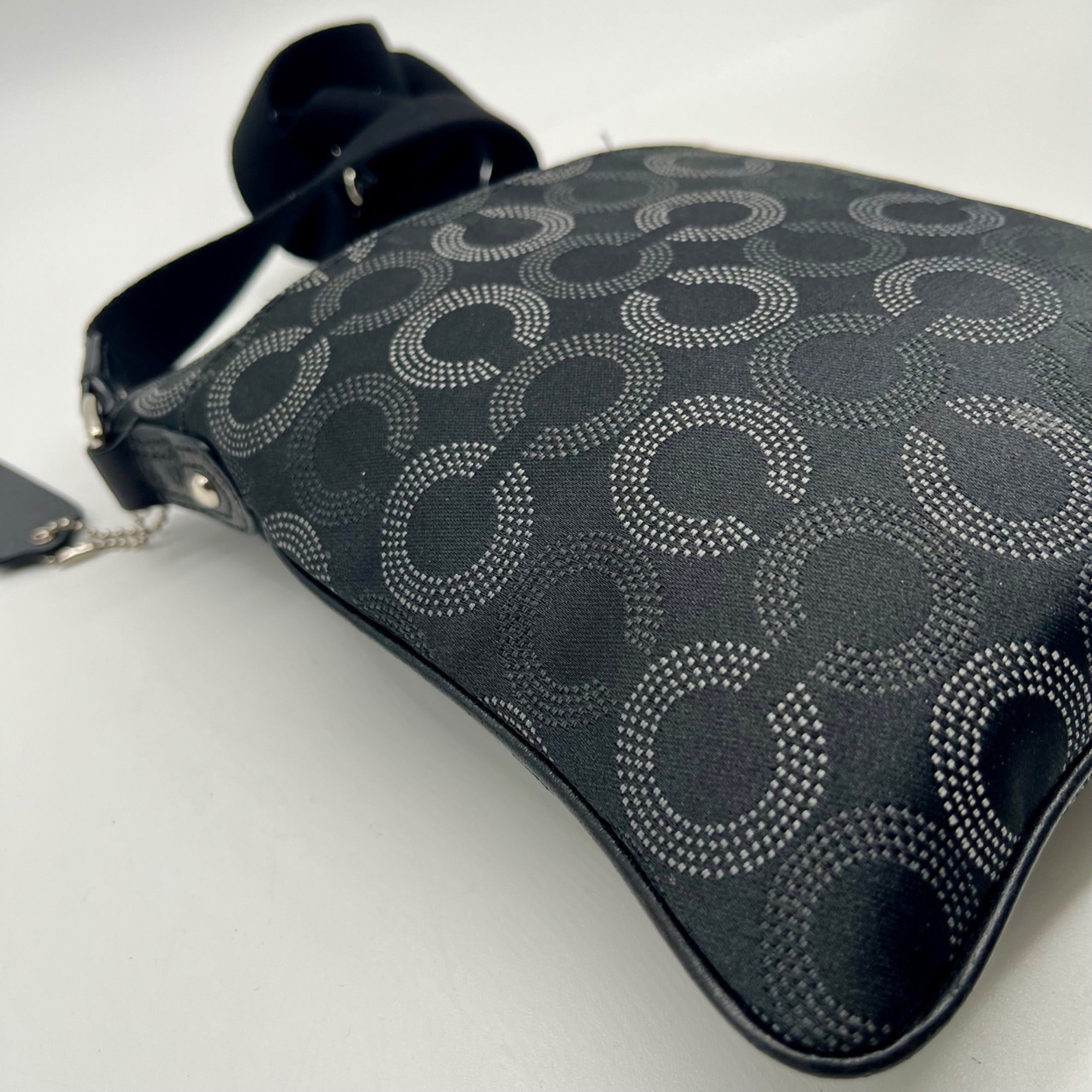 Coach Black Fabric Monogram North And South Crossbody Bag 44394