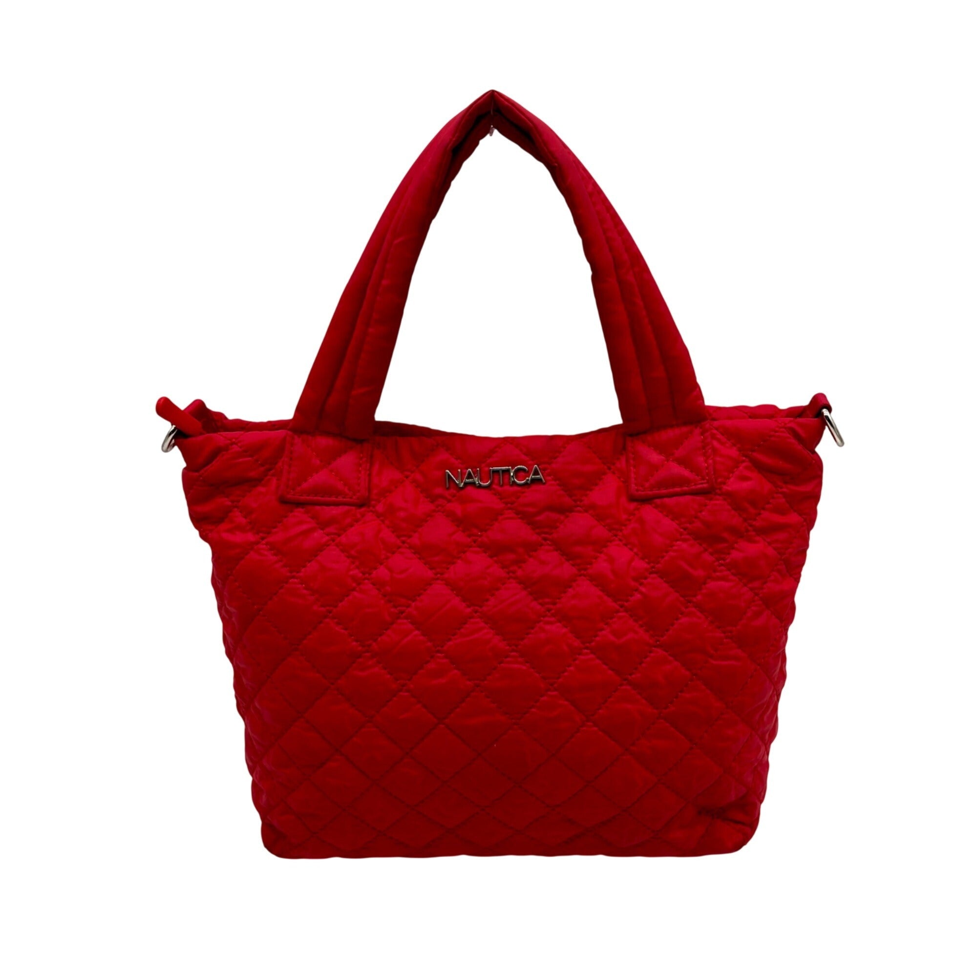 Nautica Red Quilted Satchel Crossbody Tote Bag