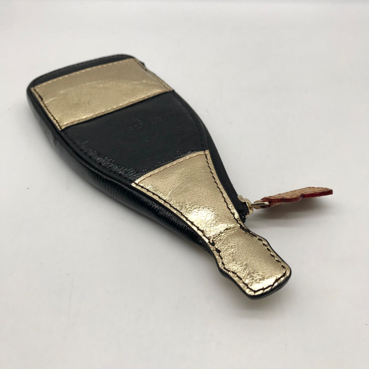 Kate Spade Black and Gold Pop Fizz Clink Champagne Bottle Coin Purse