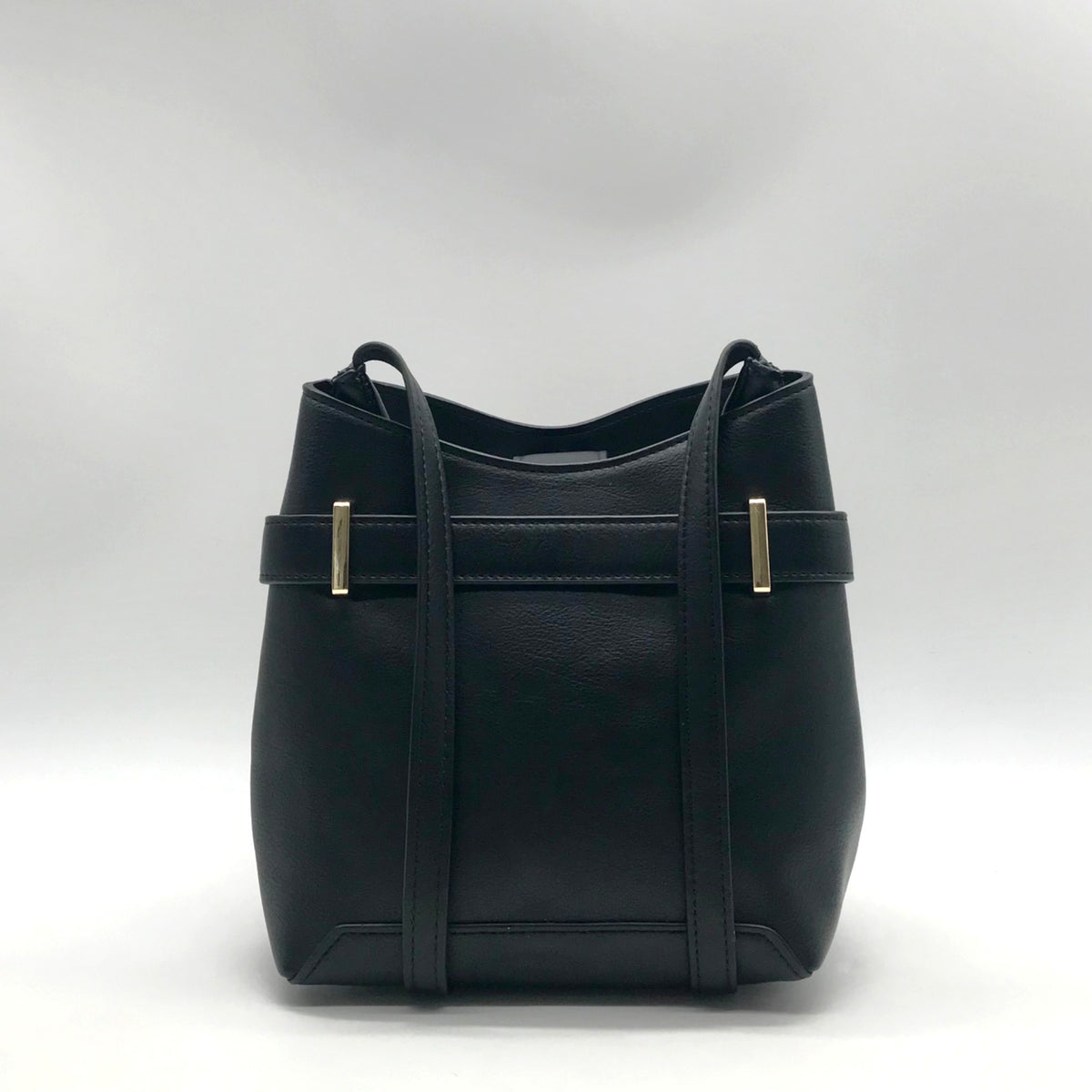 International Concepts Black Leather Nailaa Belted Crossbody