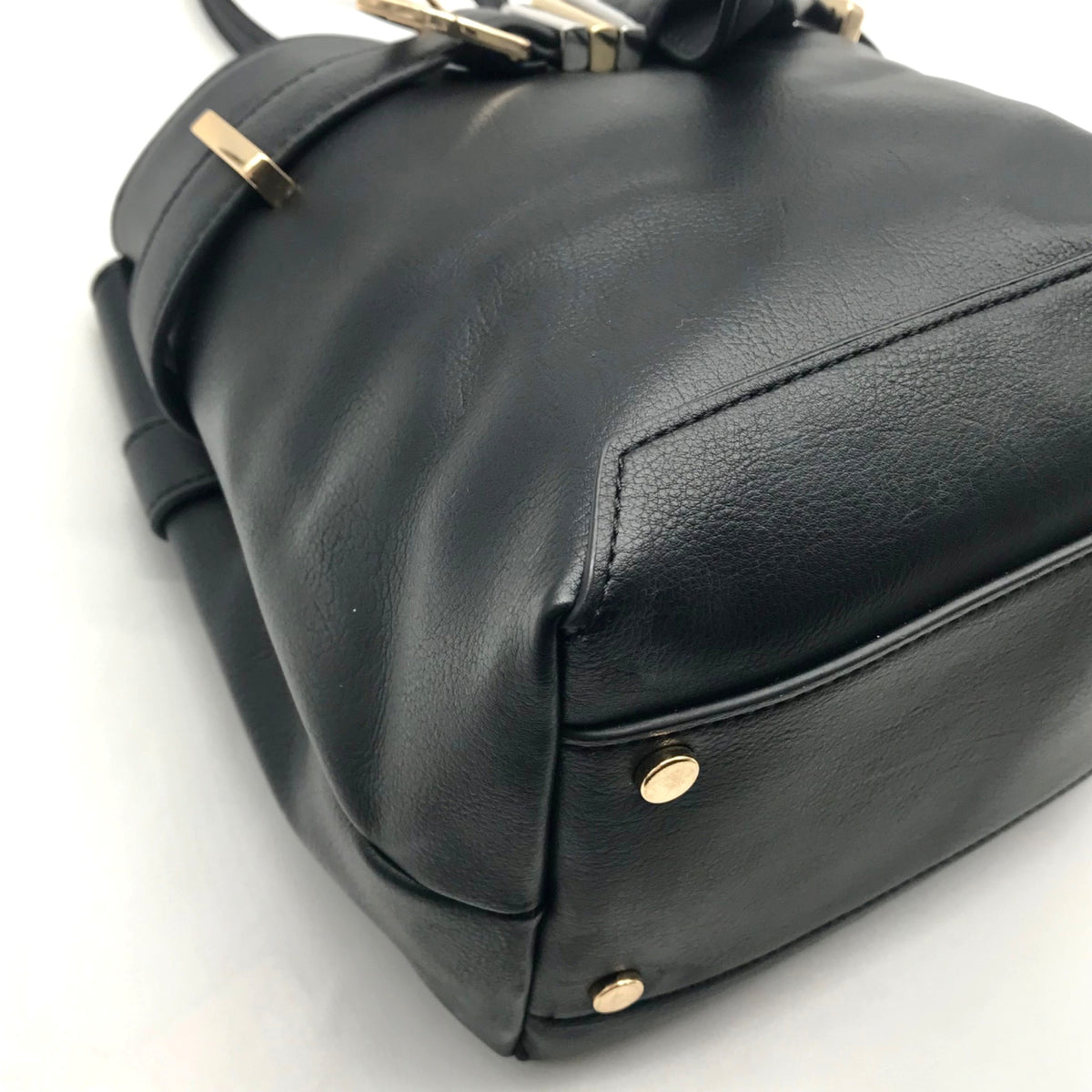 International Concepts Black Leather Nailaa Belted Crossbody