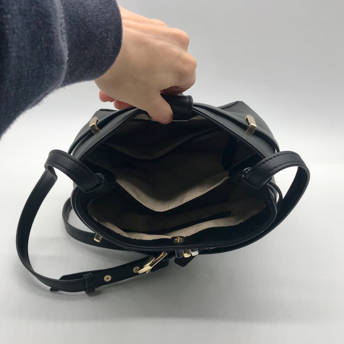 International Concepts Black Leather Nailaa Belted Crossbody