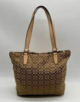 Coach Khaki And Hot Orange Tote Bag F27008
