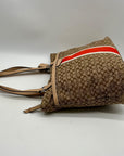 Coach Khaki And Hot Orange Tote Bag F27008