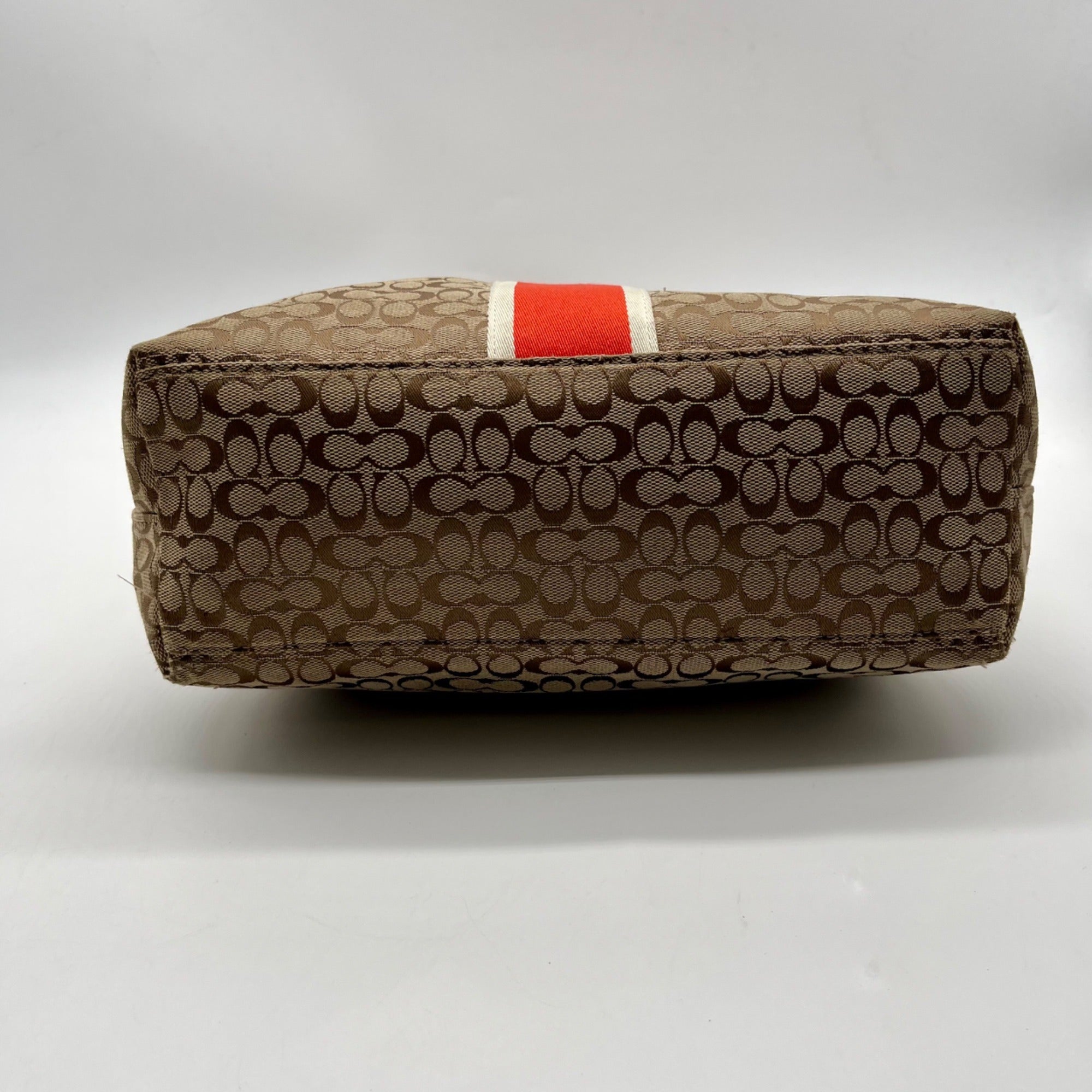 Coach Khaki And Hot Orange Tote Bag F27008