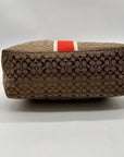 Coach Khaki And Hot Orange Tote Bag F27008