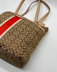 Coach Khaki And Hot Orange Tote Bag F27008