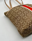 Coach Khaki And Hot Orange Tote Bag F27008