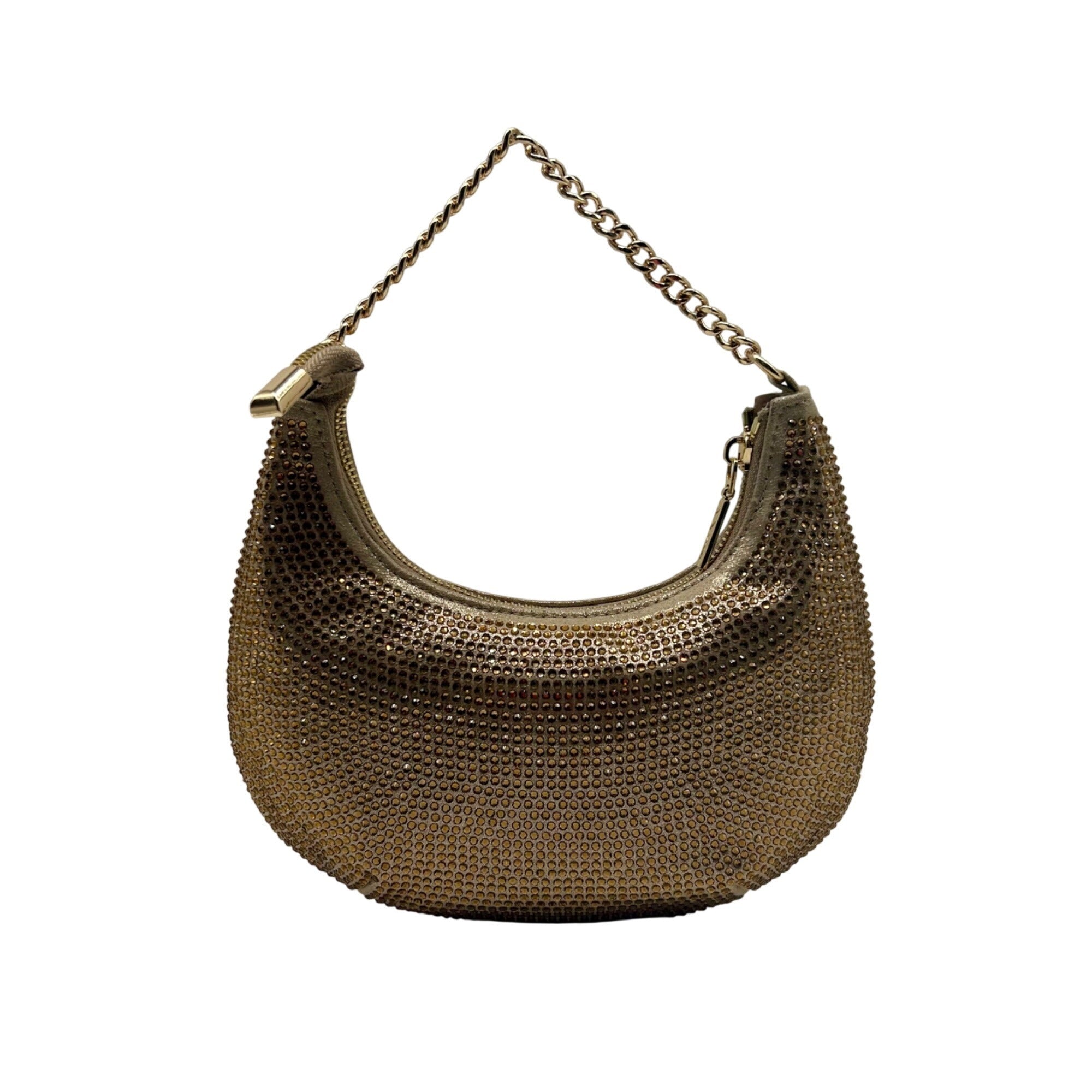 Nina Gold Crystal Crescent Moon Crossbody Bag