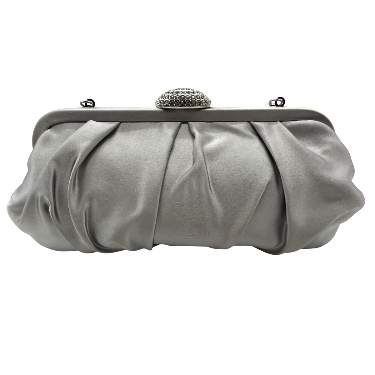 Nina Silver Pleated Satin Clutch