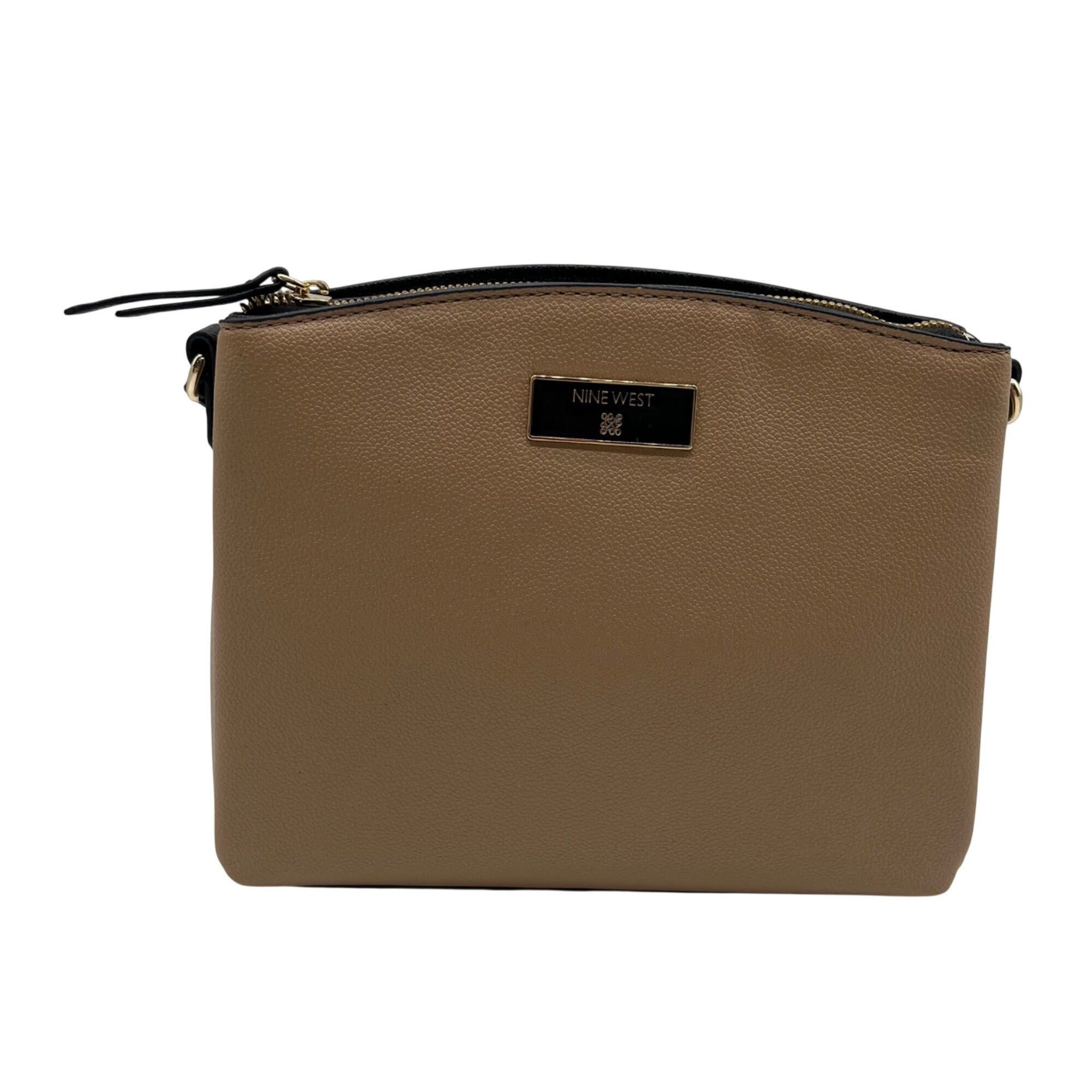 Nine West Beige Pebbled Faux Leather Crossbody Bag