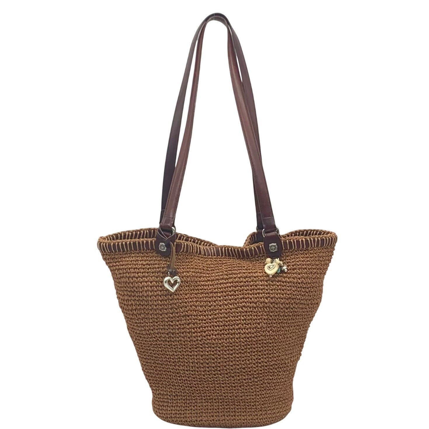 Brighton Brown Straw Bucket Shoulder Bag