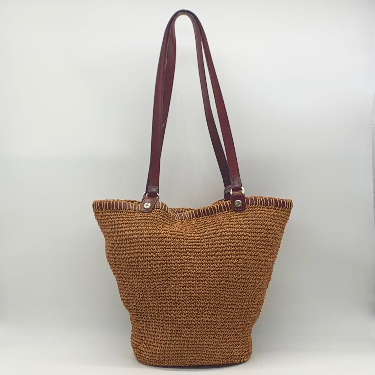 Brighton Brown Straw Bucket Shoulder Bag