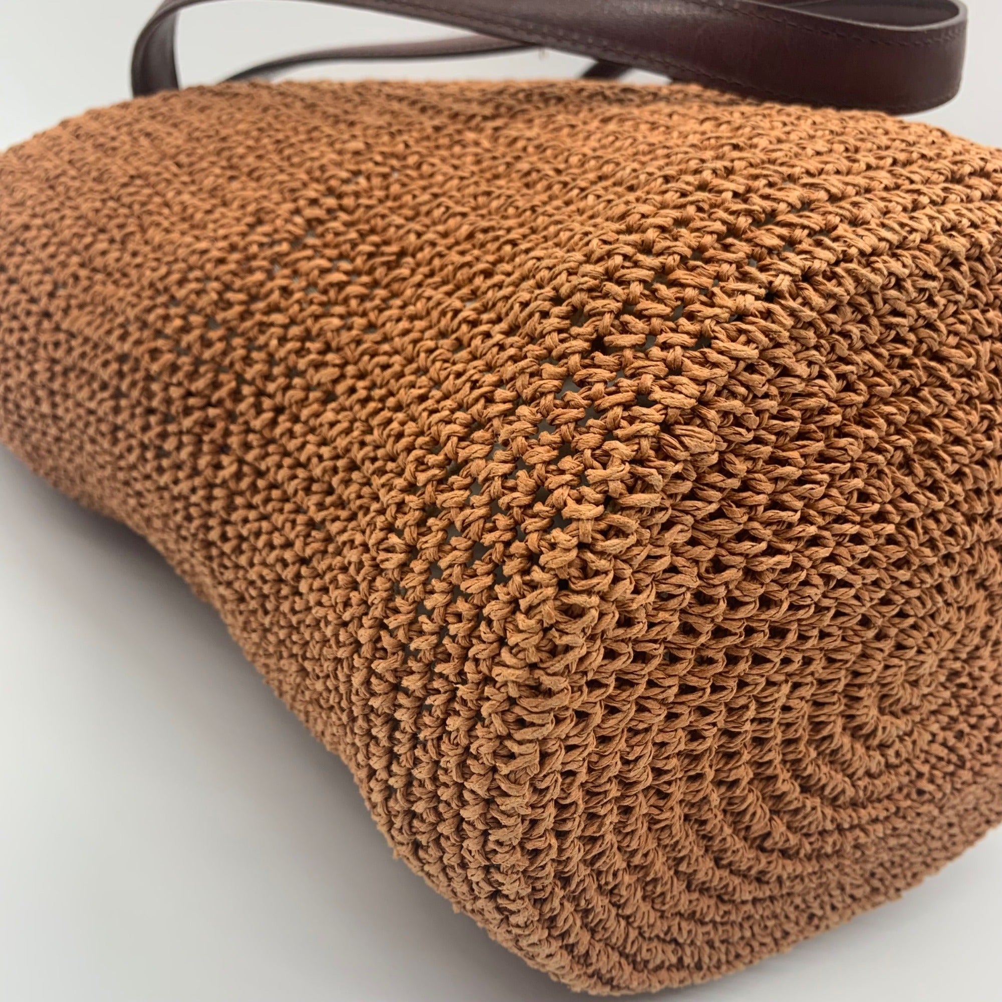 Brighton Brown Straw Bucket Shoulder Bag