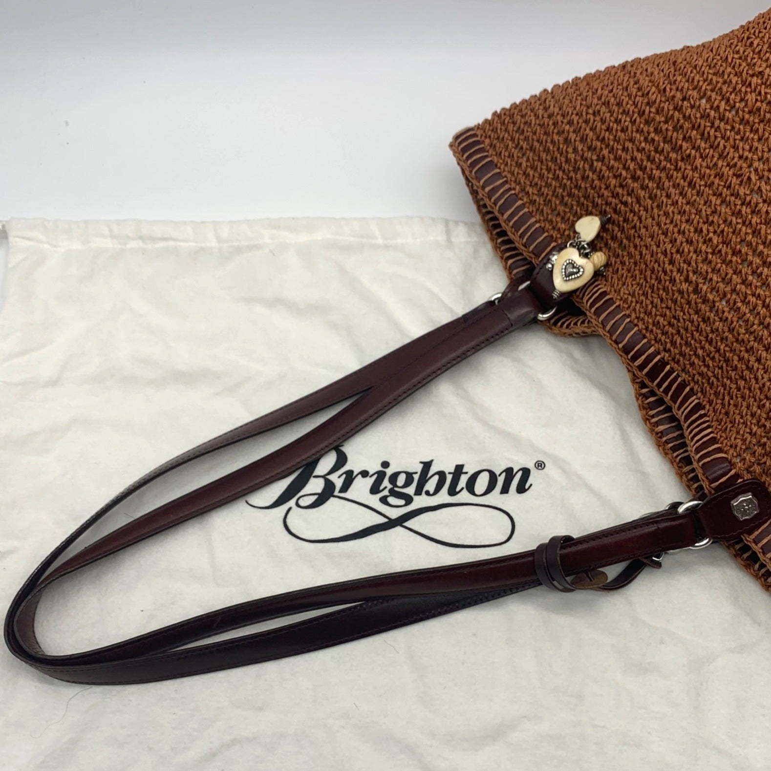 Brighton Brown Straw Bucket Shoulder Bag