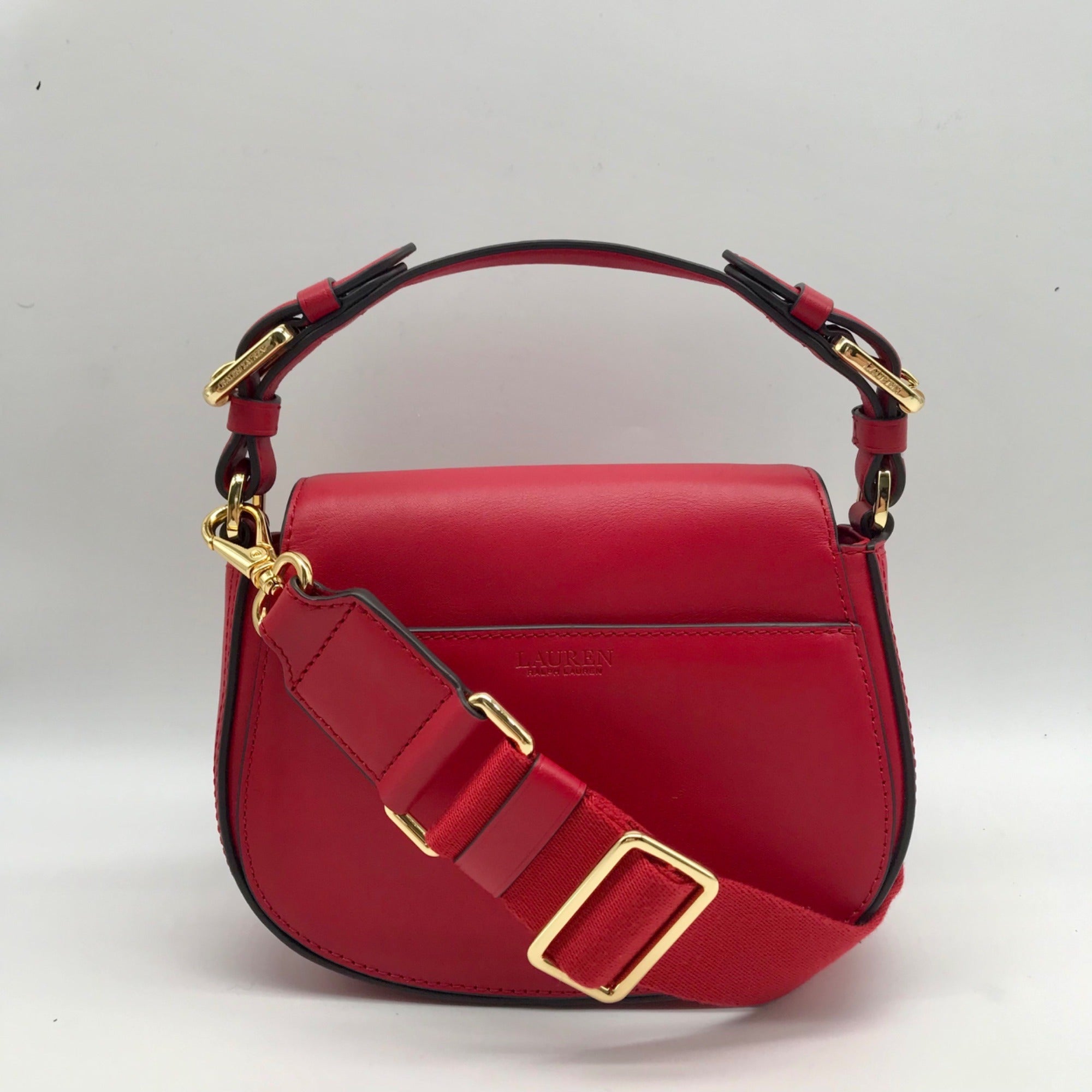 Lauren Ralph Lauren Tanner Red Leather Small Crossbody Bag