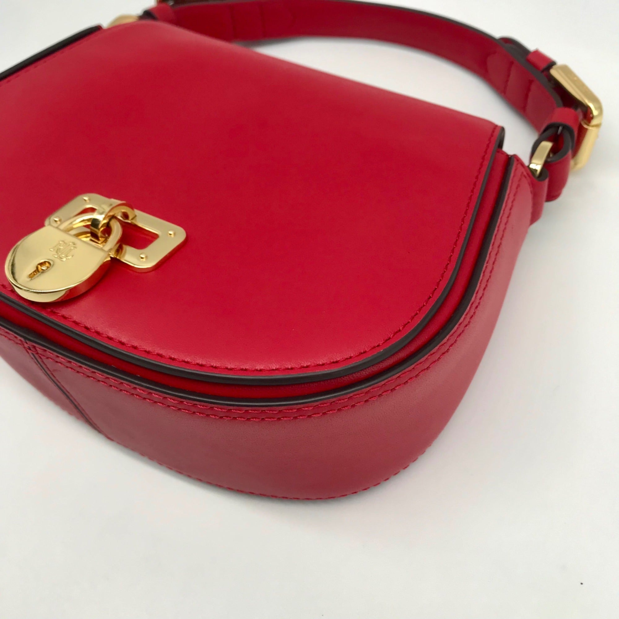 Lauren Ralph Lauren Tanner Red Leather Small Crossbody Bag