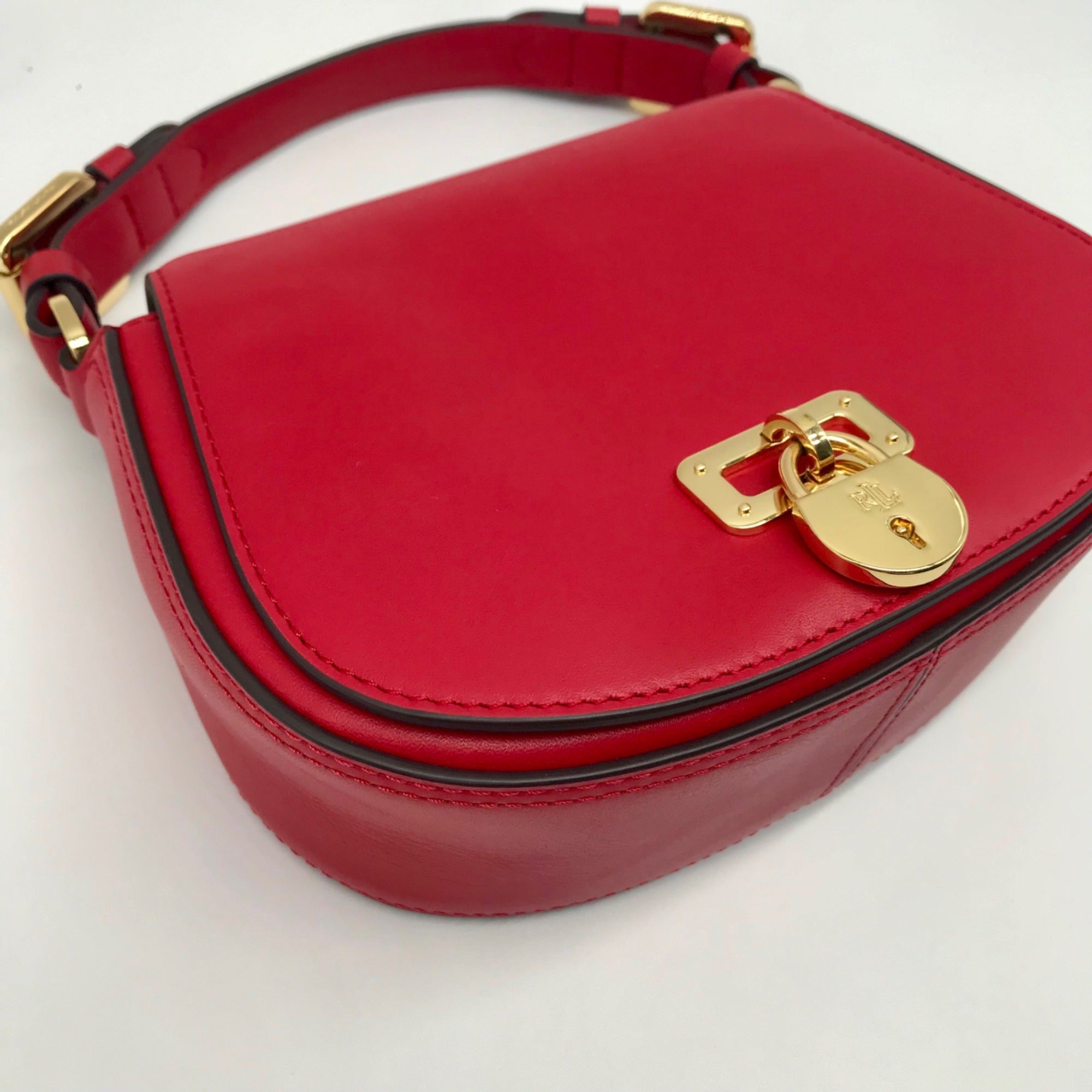 Lauren Ralph Lauren Tanner Red Leather Small Crossbody Bag