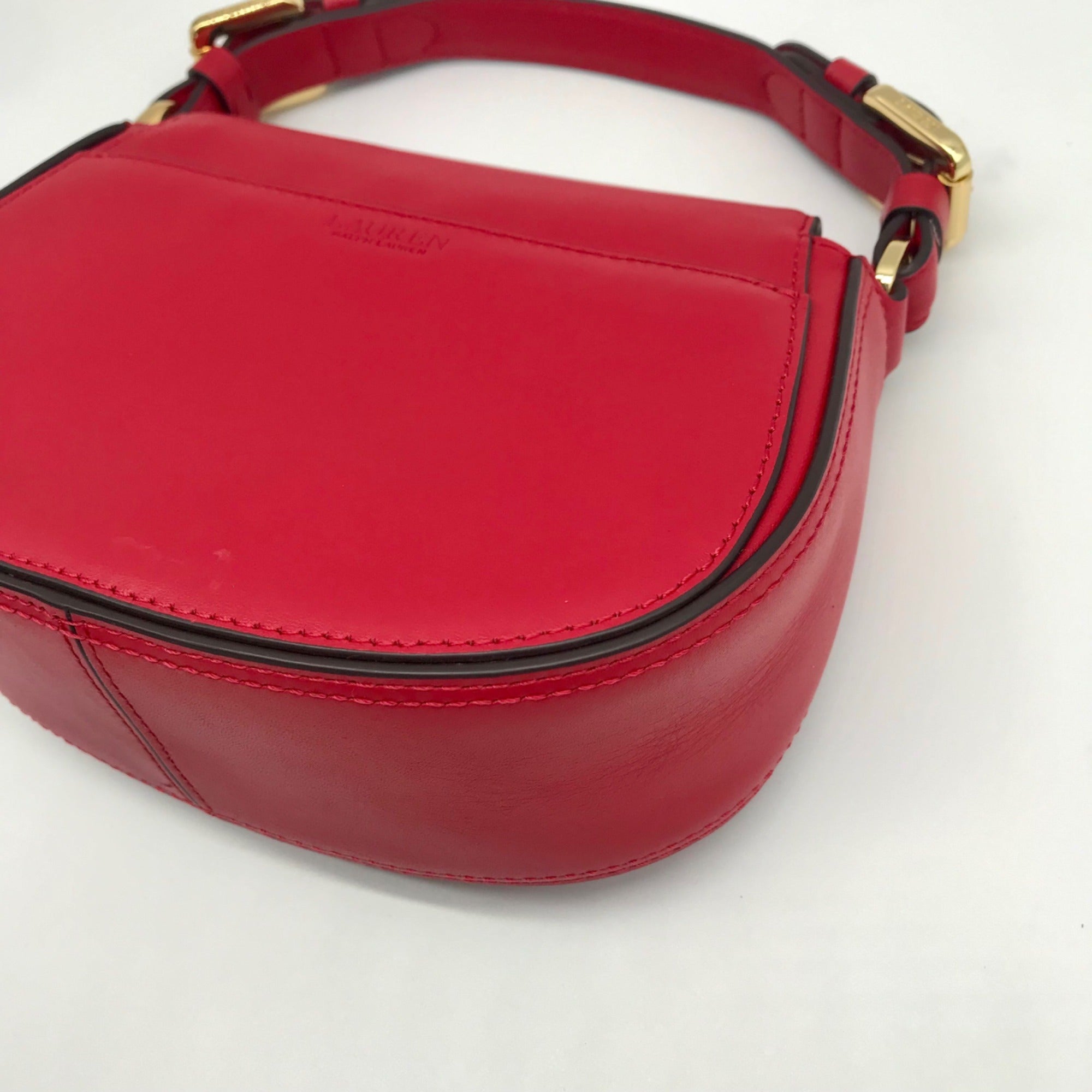 Lauren Ralph Lauren Tanner Red Leather Small Crossbody Bag