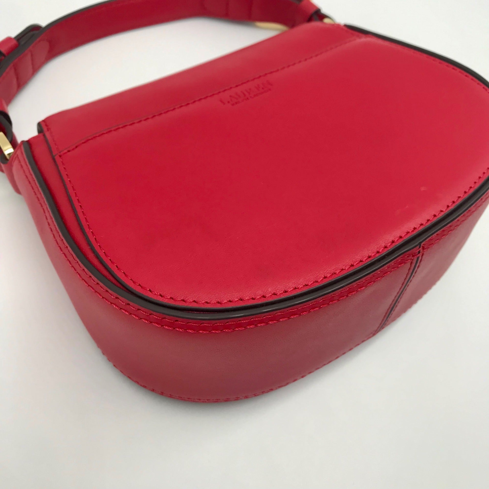 Lauren Ralph Lauren Tanner Red Leather Small Crossbody Bag