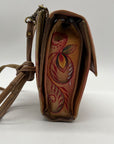 Anuschka Tan Flying Jewels Leather Crossbody Bag