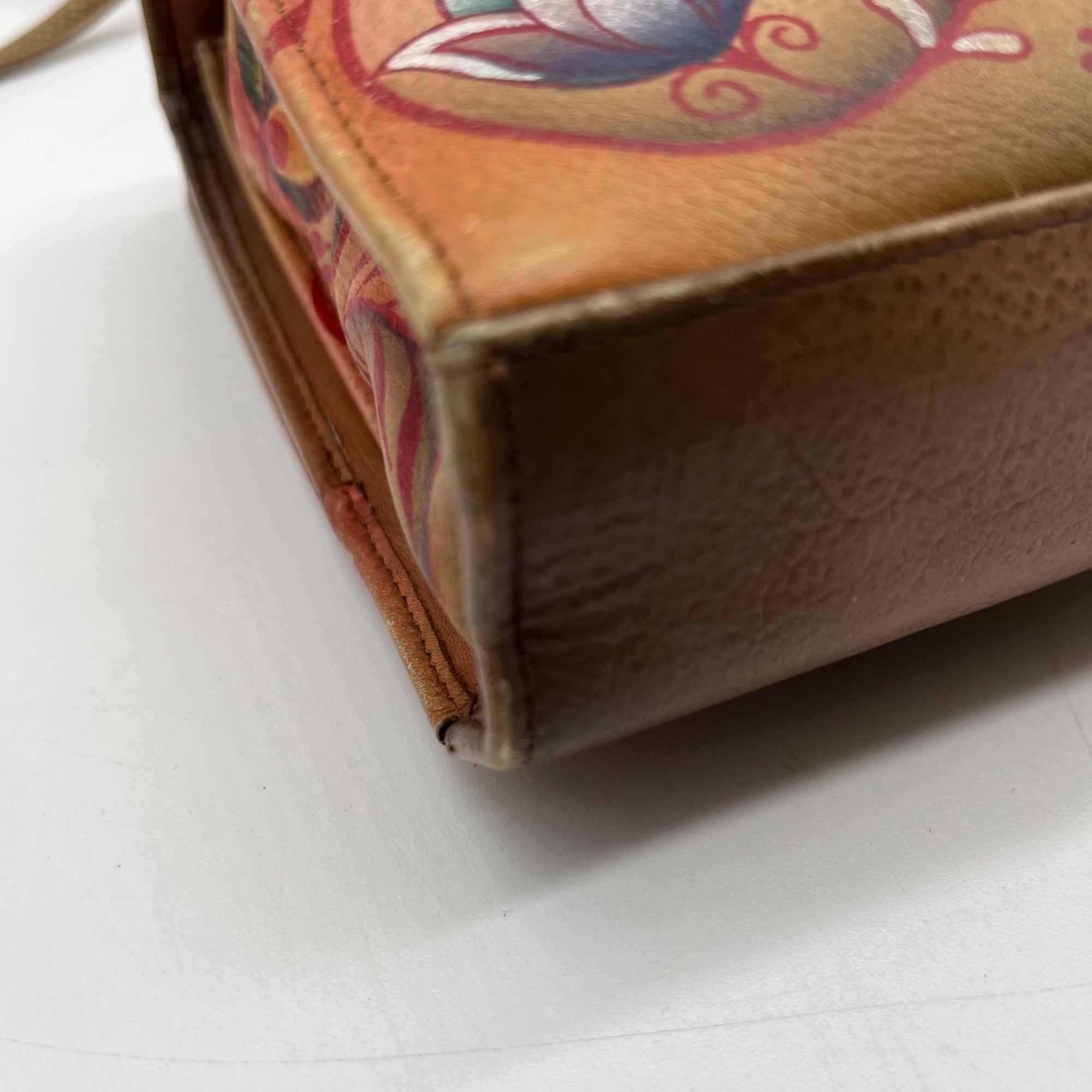 Anuschka Tan Flying Jewels Leather Crossbody Bag